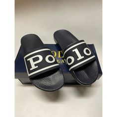 Brand New With Box, Polo Ralph Lauren Men's Big Logo Slides Sandals Navy Blue. Multiple Sizes Available. Casual Blue Leather Slides, Blue Slides For Summer, Navy Slip-on Slides For Summer, Navy Cushioned Slides For Summer, Navy Slides With Cushioned Footbed For Summer, Navy Open Toe Slides For Summer, Casual Navy Sandals With Cushioned Footbed, Navy Casual Open Toe Sandals, Casual Navy Open Toe Sandals