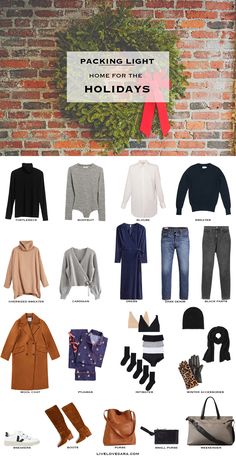 Holiday Packing Lists, J Crew Pajamas, Holiday Capsule Wardrobe, Proper Attire, Holiday Packing, Travel Capsule, Winter Packing, Oversized Sweater Cardigan