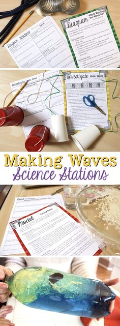 making waves science station with paper and scissors