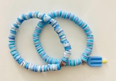 Trendy Blue Beaded Bracelet With Large Beads, Clay Bead Bracelet Set, Diy Jewelry Unique, Beads Bracelet Design, Clay Bead, Bracelet Design