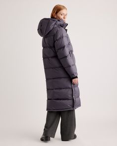 The perfect jacket for your cold-weather adventures is here: our Responsible Long Down Puffer Jacket. You'll be warm all winter long in even the coldest of climates, and the water-repellent and wind-resistant fabric make this jacket perfect for any winter activity. Plus, our down products are sourced responsibly to ensure best practices in animal welfare. Meet your new winter wardrobe staple for years to come.  | Quince | Women's Responsible Down Long Puffer Jacket in Carbon Grey, Size Small, Re New York Snow, Winter Activity, Long Puffer Jacket, Perfect Jacket, Heather Brown, Down Puffer Jacket, Perfect Coat, Long Puffer, Blue Back