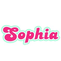 the word sophiia is written in pink and green letters on a white background