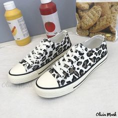 Olivia Mark - Leopard Print Canvas Shoes - Fashionable Design Canvas Shoe, Shoe Sole, Olivia Mark, Canvas Shoes, Leopard Print, High Heels, Lace Up, Canvas Prints, Heels