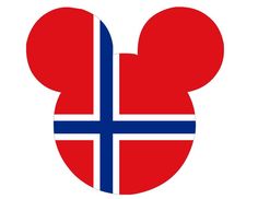 the flag of norway and mickey mouse's ears in red, white, and blue