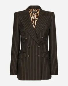 Dolce & Gabbana Pinstripe Double Breast Blazer - Black,white | Editorialist Black Blazers, Blazers For Women, Stripe Print, Flap Pocket, Welt Pocket, Double Breasted, Dolce And Gabbana, Top Brands, Black White