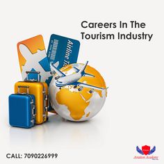 there is a globe and luggage on the white background with words carers in the tourism industry