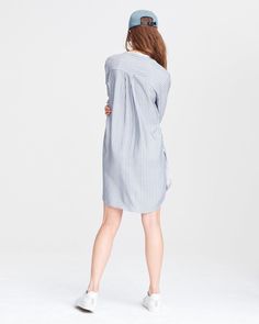 Margo Button Down Tunic with Banker Stripes | rag & bone Chic Striped Shirt Dress With Relaxed Fit, Vertical Stripes Shirt Dress For Daywear, Chic Shirt Dress With Striped Collar For Daywear, Striped Relaxed Fit Button-up Shirt Dress, Classic Striped Button-up Shirt Dress, Oversized Striped Shirt Dress, Relaxed Fit Striped Shirt Dress For Daywear, Button-up Shirt Dress With Striped Collar For Daywear, Chic Tunic With Shirttail Hem For Daywear