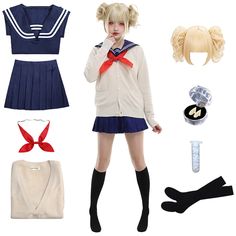 PRICES MAY VARY. 🎀【Himiko Toga Cosplay Outfit】: Package comes with 1* short sleeve, 1* skirt, 1*bow tie, 1*sweater, 1*wig, 1*denture, 1*teether(solid), 1 pair *sock. What you saw will you got it! 8Pcs set, which meet all your needs. 🎀【High Quality】: Himiko Toga costume made of uniform cloth, knitted fabric. Navy blue sailor suit, breathable and comfortable, very suitable for personal wearing. Beige cardigan sweater, soft and thick, not only suitable for parties, but also for daily. 🎀【Excellen Cheap Anime Cosplay Costume, Cheap Anime Style Shirt For Cosplay, Toga Cosplay Outfit, Marin Kitagawa Hoodie, Marin Kitagawa Earrings, Yor Forger Dress Pattern, Toga Outfit, Himiko Toga Cosplay, Toga Cosplay