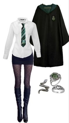 Slytherin Girl Outfit, Draco Malfoy Costume, Slytherin Uniform Female, Harry Potter Outfit, Slytherin Uniform, Harry Potter Uniform, Slytherin Costume, Slytherin Clothes, Slytherin Outfit