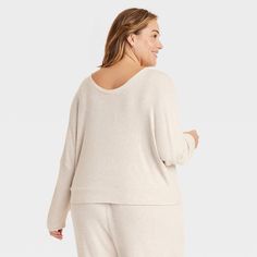 Stay effortlessly comfortable as you lounge around the house in this Cozy Ribbed Pullover from Auden™. Made from lightweight, super-comfy soft-brushed rib fabric with spandex, this long-sleeve pullover top hits at the hip. Designed with a V-neck and a relaxed fit, it's sure to be your new fave lazy-day pick. Auden™: Comfort true to every shape & hue. Cozy Sweater With Soft Texture For Lounging, Comfy Super Soft Sweater For Loungewear, Cozy Soft Sweater For Loungewear, Comfortable Knit Sweater For Loungewear, Comfy Cozy Fit Sweater For Lounging, Comfortable Soft Knit Tops For Loungewear, Comfortable Knit Sweater For Casual Use, Comfy Cozy Lounging Sweater, Comfy Lounging Sweater