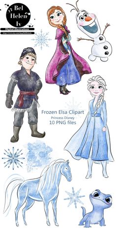 some frozen princesses and snowmen are depicted in this drawing