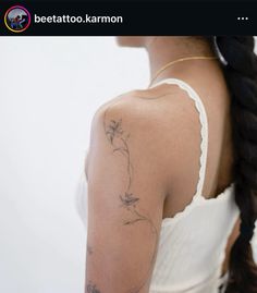 Mountains Back Tattoo, Dainty Spine Tattoos For Women, Tat Placement, Micro Realism Tattoo, Feminine Back Tattoos, Carnation Tattoo, Back Tats, Lyrics Tattoo, Small Shoulder Tattoos