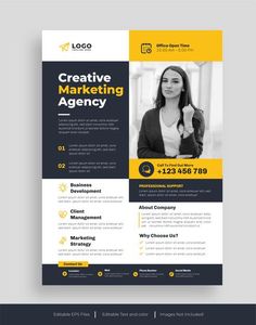 a yellow and black business flyer template