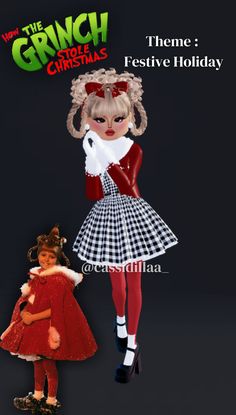 #dresstoimpress #dti #cindylouwho #thegrinch #howthegrinchstolechristmas #costume Cindy Lou Who Dress To Impress, Dti Outfits Ideas Holiday, Holly Wood Dress To Impress Outfits, Di Festive Holiday, Famous Dti Theme, Dti All Thenes, Costumes To Wear To School, Festive Holiday Dti Outfits Ideas