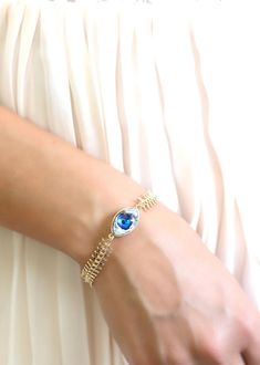 Evil Eye Bracelet Eye Gold Bracelet Evil Eye Jewelry | Etsy Adjustable Blue Chain Bracelet For Party, Adjustable Blue Jubilee Charm Bracelet, Elegant Blue Bangle Charm Bracelet, Adjustable Blue Jubilee Chain Bracelet, Blue Jubilee Stretch Bracelet, Blue Tennis Bracelet Bangle For Gift, Blue Jubilee Stretch Bracelet As Gift, Blue Jubilee Bracelet As A Gift, Blue Bracelets With Extender As Gift