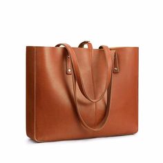 FEATURES Durable Tote Bag: Made of Premium cow leather,100% genuine leather Large Laptop Bag: Fits up to 15.6 Laptop Handmade Leather Tote: TRIPLE REINFORCED stitching &nail handles, 4 metal rivets under bottom, bronze tone rustproof hardware Size: The whole bag: 15.95” x 3.94” x 12.6”/40.5 x 10 x 32 cm The removable pouch: 14.2” x 3.94” x 9.3”/36 x 10 x 23.5 cm Weight: 2.66 pounds/1.21 kg Shoulder straps drop: 10.6" Multi-pockets Design:1 x open main pocket, 1 x inner makeup pouch, 1 x zipper p Rectangular Leather Bag With Metal Hardware, Leather Tote Bag With Metal Hardware, Leather Shoulder Bag With Metal Hardware For Daily Use, Leather Bag For Work In Fall, Leather Bags For Workwear In Fall, Office Leather Bag With Metal Hardware, Rectangular Shoulder Bag With Leather Strap For Work, Office Bag With Leather And Metal Hardware, Leather Strap Shoulder Bag For Business