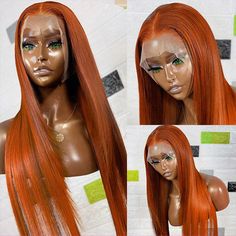 Allove Hair 10A Virgin Remy Human Hair Wigs,  Ginger Orange Color Straight Hair Wig,High Quality And Competitive Price. 100% No Tangle, No Shedding, No Bad Smell, Can Be Restyled And Colored Easily. 13*4 Lace Front Wig, Pre-plucked, Natural Hairline With Baby Hair. 3-4 Working Days Shipping. Ginger Color, Straight Human Hair Wigs, Brazilian Straight Human Hair, Curly Lace Wig, Lace Frontal Wigs, Remy Human Hair Wigs, Curly Hair Wig, Curly Human Hair Wig, Beautiful Wigs