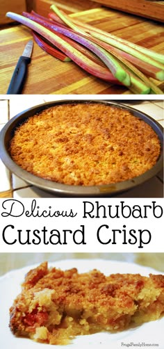 this delicious rhubarb custard crisp is the perfect dessert to serve