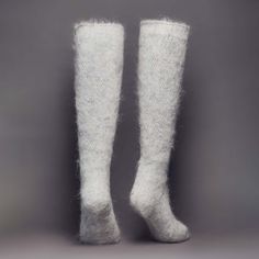 Properties: Wear them as: ✨ Ultra Warm ✨ Boot socks ✨ Odor Resistant ✨ Camping socks ✨ Wick Moisture ✨ Sleeping socks ✨ Thermoregulating ✨ Lounge wear About this Pattern: Sometimes all you need is peace and tranquility with a touch of romance thrown in. Our Misty Romance knee-high socks are for those who enjoy the small pleasures of life...Morning fog swirling through a meadow, a quiet autumn lake reflecting the fluffy clouds from above, or the sound of gently falling rain... These magical and r Winter White Knee-high Stockings, White Knee-high Winter Stockings, Warm White Knee-high Socks, White Warm Knee-high Socks, Soft White Knee-high Socks For Winter, Soft Knee-high Socks For Stocking Stuffers, White Knee-high Winter Hosiery, Thick Warm White Socks, Cozy White Knee-high Comfortable Socks