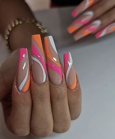 Trendy Summer Nails 2023, Trendy Summer Nails, Summer Nails 2023, Orange Nail, Sassy Nails, Vibrant Nails