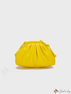 BirdinBag - Chic Pleated Shoulder Bag - Mini and Stylish Baguette Clutch Bag With Removable Pouch For Errands, Crossbody Pouch With Detachable Handle, Chic Yellow Handheld Satchel, Shopping Shoulder Bag Pouch With Detachable Handle, Chic Handheld Shopping Pouch, Shopping Pouch With Detachable Handle As Shoulder Bag, Trendy Pouch Clutch For Errands, Yellow Clutch Shoulder Bag For Shopping, Trendy Clutch Bag With Removable Pouch