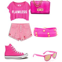 all pink everthing by mycahmartin on Polyvore featuring Converse, Michael Kors, Gorjana and AÃ©ropostale Pink Stuff, All Pink, Converse, Michael Kors, Acne, Off White, Streetwear Brands, Gucci, Womens Shorts