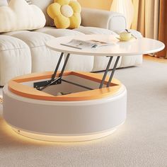 Guyii Modern Lift Top Coffee Table Cute Side Tables, Rooms Cute, Cute Side Table, Lift Up Coffee Table, Round Center Table, Room Cute, Dinner Room, Table For Small Space, Petite Table