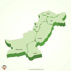 a map of pakistan showing the location of major cities and their respective roads in green