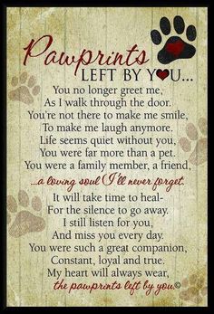 a dog's paw print with the words paws left by you