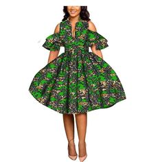 Women Summer African Print Pleated Green Dress-FrenzyAfricanFashion.com Green A-line Mini Dress For Spring, Green A-line Midi Dress With Floral Print, Green A-line Midi Dress For Spring, Spring Green A-line Midi Dress, Light Green Fitted Dress For Brunch, Green Short Sleeve Midi Dress For Party, Green Knee-length Dress For Brunch, Casual Light Green Knee-length Dress, Green Floral Print Mini Dress For Party