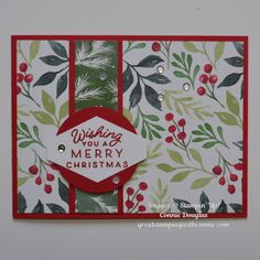 a christmas card made with stampin's holiday greetings dieing dies and the words wishing you a merry christmas