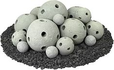 Hollow Ceramic Fire Balls | Mixed Set of 18 | Modern Accessory for Indoor and Outdoor Fire Pits or Fireplaces – Brushed Concrete Look | Pewter Gray Ceramic Fire Balls, Fire Pit Ball, Brushed Concrete, Fire Pit Size, Indoor Gas Fireplace, Fire Pit Essentials, Outdoor Fire Pits, Fire Pit Materials, Fireplace Logs