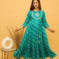 Brand New. Bollywood Indian Pakistani Kurthi Anarkali Gown. Fabric Rayon. Size M (Pit To Pit 38") L (Pit To Pit 40") Xl (Pit To Pit 42") Xxl (Pit To Pit 44") Anarkali Maxi Dress With Dabka Embroidery, Anarkali Dress With Zari Work, Ankle-length, Anarkali Green Dress With Self Design, Designer Ankle-length Dresses For Eid, Navratri Straight Kurta Maxi Dress With Pallu, Navratri Pallu Maxi Dress In Straight Kurta Style, Festive Ankle-length Kurta With Bandhani Print, Ankle-length Designer Dress With Zari Work, Bollywood Style Green Floor-length Maxi Dress