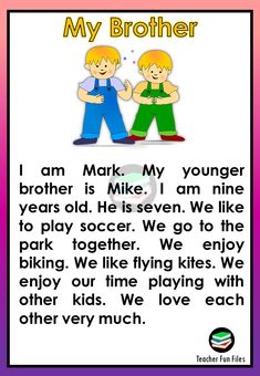 a card with two children holding hands and the words,'my brother i am mark my younger brother is mike