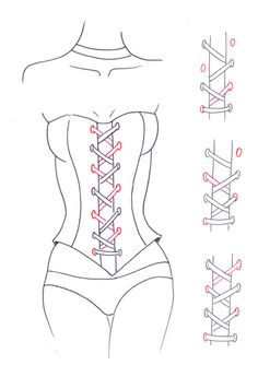 how to draw a corset for the body and chest, step by step