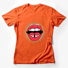 Red Lip Pop Art T-Shirt, Bold Comic Style Mouth Tee, Retro Fashion Casual Wear, Vibrant Lipstick Graphic Top, Unisex Shirt Female T-Shirt Custom graphic T-Shirt.Customize your color Shirt Female, Comic Style, Graphic Top, Red Lip, Art T Shirt, Comic Styles, Red Lips, Unisex Shirt, Fashion Casual