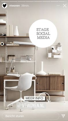 a white chair sitting in front of a wooden desk