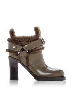 Burberry Women's Cosy Mini Stirrup Shearling Booties Burberry Boots, Shearling Boots, Brown Ankle Boots, Burberry Women, Flat Boots, Shoes Booties, High End Fashion, Green Leather, Brown Boots