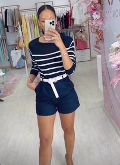 Short Azul, Zara Outfit, Look Short, Simple Outfit, Outfit Casual, Kimonos, Simple Outfits, Style Me, Casual Shorts