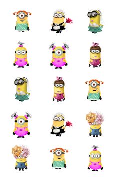 the despicable minion stickers are all different colors