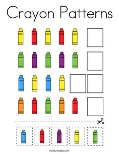 the printable worksheet for crayon patterns to help students learn how to make