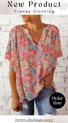 Floral Notched Neck Flutter Sleeve Blouse Bohemian Tops With Floral Print And Butterfly Sleeves, Multicolor Short Sleeve Blouse For Brunch, Flowy Summer Blouse With Flutter Sleeves, Summer Flowy Blouse With Flutter Sleeves, Flowy Short Sleeve Summer Blouse, Summer Flowy Short Sleeve Blouse, Flowy Printed Summer Blouse, Vacation Blouse With Floral Print And Flutter Sleeves, Vacation Blouse With Butterfly Sleeves And Floral Print