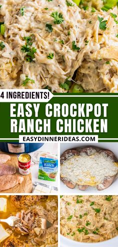 easy crockpot ranch chicken recipe collage