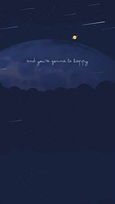 an image of the sky with stars above it and some words written in white ink