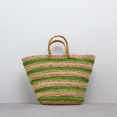 Zara Striped Basket Bag. New With Tags. Khaki Tote Bag For Spring, Zara Bucket Bags For Vacation, Zara Bucket Bag For Vacation, Green Bags With Braided Handles For Spring, Casual Green Bags With Braided Handles, Chic Green Beach Bag For Spring, Chic Green Straw Bag For Shopping, Zara Tote Bag With Leather Handles, Green Zara Shoulder Bag For Everyday Use