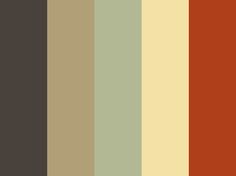 the color palette is brown, beige and green with an assortment of colors in it