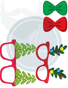 christmas glasses and bow ties with the word google spelled out in red, green, and blue