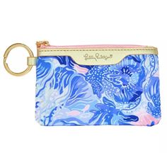 Lilly Pulitzer Wallet Pink Blue Zip Id Case Gold Tone Keychain Card Holder New. New Lilly Pulitzer Id Case Keychain Small, Lightweight, And Functional Id Case With Zipper Closure Pouch; Polyester; Leatherette Trim; Gold O-Ring. Approximate Measurements: 3.25" 5.25" Keep It Simple: Includes 1 Id Card Holder That Is Designed To Keep All Your Essentials Handy, So You Can Say Goodbye To Carrying Around Unnecessary Extras. The Pretty And Practical Design Allows You To Keep Your Belongings Secure, Whi Blue Wallets With Removable Pouch As Gift, Blue Wallet With Removable Pouch As Gift, Portable Blue Pouch Wallet, Trendy Blue Coin Purse For Travel, Blue Rectangular Wallet With Key Clip, Blue Travel Coin Purse, Trendy Blue Pouch Wallet, Blue Pouch Wallet, Blue Pouch Wallet For Personal Use