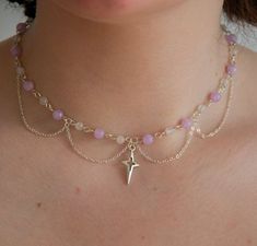 Purple Star Necklace, Elegant Beaded Necklaces, Beaded Necklace Inspiration, How To Make Beaded Necklaces, Beads Necklace Ideas, Beaded Necklace Ideas, Collar Aesthetic, Delicate Aesthetic, Beading Necklace