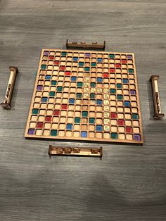 an old wooden board game set up on a table